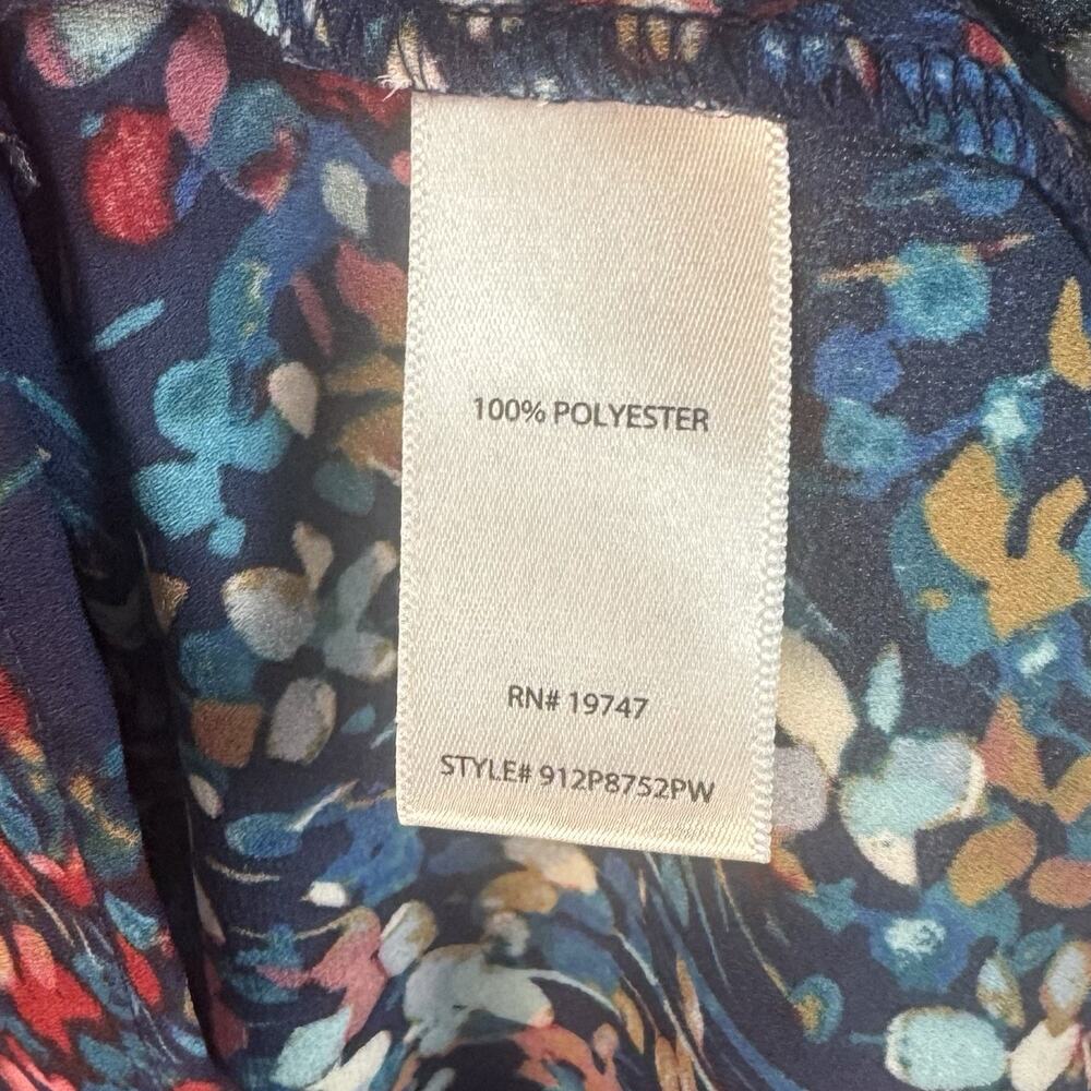 Pioneer Woman Blue Floral Peasant Blouse Balloon Sleeve Square Neck Size M Boho - Picture 5 of 8